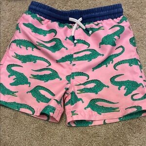 Mini Boden Pink Shorts with Green Alligator Print